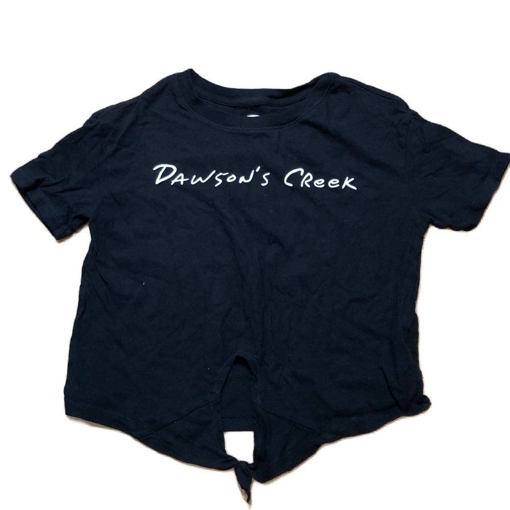 Dawson’s Creek T-shirt Medium Girls Black White Waist Tie